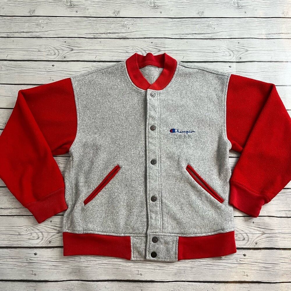 Vintage Champion Varsity Jacket Medium Grey/ Red